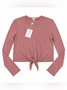 NWT WAYF DUSTY PINK LONG SLEEVE TOP WITH CENTER TIE DETAIL